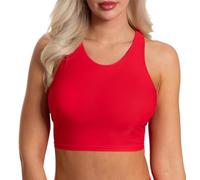 Aquarti Damen Bikini Top Racerback Oberteil Bustier Sotf Cups ohne Bügel Yoga Fitness Jogging, Farbe: Rot, Größe: 40