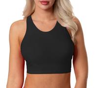 Aquarti Damen Bikini Top Racerback Oberteil Bustier Sotf Cups ohne Bügel Yoga Fitness Jogging, Farbe: Schwarz, Größe: 40