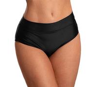 Aquarti Damen Bikinihose High Waist mit Umschlagbund Unterteil, Farbe: Schwarz, Größe: 42