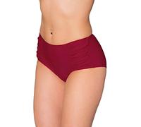 Aquarti Damen Bikinihose Hotpants mit seitlichen Raffungen, Farbe: Dunkelrot, Größe: 36