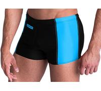 Aquarti Herren Badehose mit Reißverschlusstasche Badeshorts, Farbe: Schwarz/Blau, Größe: 6XL