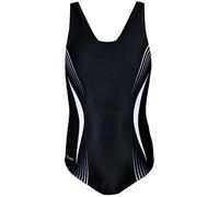 Aquarti Mädchen Badeanzug - Chlorresistenter Sport Badeanzug Mädchen mit Muscleback, Farbe: EP2304 Schwarz Grau Weiß, Größe: 128