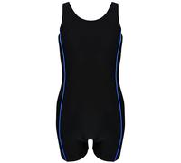 Aquarti Mädchen Badeanzug mit Bein Ringerrücken - Sport Badeanzug Mädchen mit Bein und Racerback, Chlorresistent, Farbe: Schwarz/Pastel Blau, Größe: 152