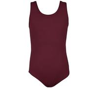 Aquarti Mädchen Badeanzug mit Ringerrücken - Sport Badeanzug Mädchen, Chlorresistent, Farbe: Jacquard Punkte Rot Braun, Größe: 146