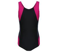 Aquarti Mädchen Badeanzug mit Ringerrücken - Sport Badeanzug Mädchen, Chlorresistent, Farbe: Schwarz/Graphit/Amarant, Größe: 158