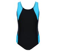 Aquarti Mädchen Badeanzug, Schwarz/Graphit/Blau, 164
