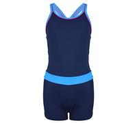 Aquarti Mädchen Badeanzug - Sport Badeanzug Mädchen mit Bein und Racerback, Chlorresistent, Farbe: Dunkelblau/Blau, Größe: 158