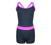Aquarti Mädchen Badeanzug - Sport Badeanzug Mädchen mit Bein und Racerback, Chlorresistent, Farbe: Grau/Pink, Größe: 146