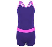 Aquarti Mädchen Badeanzug - Sport Badeanzug Mädchen mit Bein und Racerback, Chlorresistent, Farbe: Violett/Rosa, Größe: 146