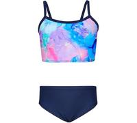 Aquarti Mädchen Bikini Set Bustier Bikinislip Zweiteiliger Badeanzug, Farbe: 038B Tie Dye Dunkelblau/Lila/Rosa, Kinder Größe: 146