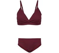 Aquarti Mädchen Bikini Set Bustier Bikinislip Zweiteiliger Badeanzug, Farbe: 039 Jacquard Punkte Rot Braun, Größe: 158