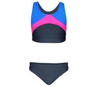 Aquarti Mädchen Sport Bikini Racerback Bustier & Bikinislip, Farbe: Graphit/Blau/Rosa, Größe: 140