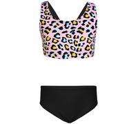 Aquarti Mädchen Sport Bikini Racerback Bustier & Bikinislip, Farbe: Leopardenmuster Schwarz Koralle, Größe: 170