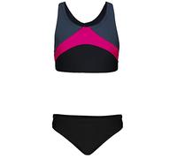 Aquarti Mädchen Sport Bikini Racerback Bustier & Bikinislip, Farbe: Schwarz/Graphit/Amarant, Größe: 158