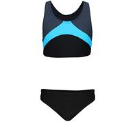 Aquarti Mädchen Sport Bikini Racerback Bustier & Bikinislip, Farbe: Schwarz/Graphit/Blau, Größe: 158