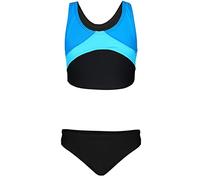 Aquarti Mädchen Sport Bikini Racerback Bustier & Bikinislip, Farbe: Schwarz/Türkis/Himmelblau, Größe: 140