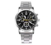 aqxreight Analoge Herren-Armbanduhr mit Edelstahlarmband und Legierungsgehäuse, Blaues Zifferblatt, Zeitmesser für Business, Freizeit und Alltag, Stilvolle Uhr für Herren (Black)