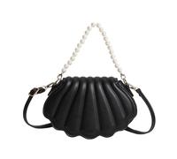 aqxreight Shell Messenger -Tasche mit Künstlicher Perlenkette - Stilvolle PU Lederhandtasche für Frauen Vielseitig und Design (Eine Größe)