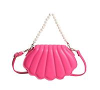 aqxreight Shell Messenger -Tasche mit Künstlicher Perlenkette - Stilvolle PU Lederhandtasche für Frauen Vielseitig und Design (Eine Größe)