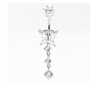 Aqxyedc 925 Sterling Silber Bauchnabel Ring Herz Kubikzirkelnabel Bauch Piercing Schmuck Schmuck wanglan(Bar length 8mm)