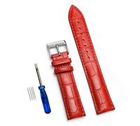 Aqxypas Uhrenarmbänder aus echtem Leder 12/14/16/18/20/22/24 mm Uhrenarmband Stahldornschließe Handgelenk Gürtel Armband + Werkzeug(Red 1,24mm)