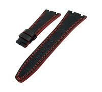 Aqxyxsw Handgemachtes echtes Leder kompatibel mit Audemars 28 mm schwarzbraunes Armband kompatibel mit Ap. Uhrenarmband ersetzen lingli(Black red line)