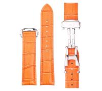 Aqxyxsw Uhrenarmband aus echtem Leder, 20 mm, 22 mm, Schmetterlings-Faltschließe for Omega, kompatibles Ersatzarmband lingli(Orange,20mm)