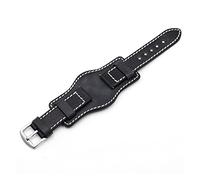 Aqxyxsw Vintage Handmade Uhrenarmband 20 mm 22 mm 24 mm Manschette Echtleder Uhrenarmbänder mit mattem Rindslederband kompatibel mit Fossil Watch lingli(Black,24mm)