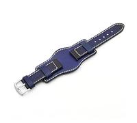 Aqxyxsw Vintage Handmade Uhrenarmband 20 mm 22 mm 24 mm Manschette Echtleder Uhrenarmbänder mit mattem Rindslederband kompatibel mit Fossil Watch lingli(Blu,22mm)