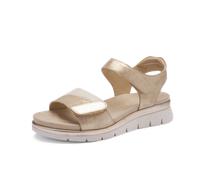 Keilsandalette ARA "CAMBRIDGE", Damen, Gr. 37, sand, Glattleder, metallic, Basic, Schuhe, Keilabsatz, Riemchensandale mit Klettverschlüsse, G-Weite (21596940-37) sand