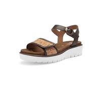 Keilsandalette ARA "BILBAO", Damen, Gr. 41, mokka, natur, Glattleder, Lederimitat, kontrastfarbene Details, Schuhe, Plateau, Riemchensandale mit Klettverschlüsse, G-Weite (26079306-41) mokka, natur