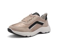 Plateausneaker ARA "BOSTON", Damen, Gr. 39, creme, schwarz, hellbeige, Glattleder, Velourslederimitat, kontrastfarbene Details, Schuhe Plateausneaker, Freizeitschuh, Schnürschuh mit Hight Soft-Ausstat