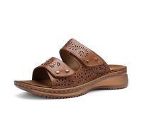 Pantolette ARA "HAWAII", Damen, Gr. 38, cognac, Glattleder, Lyralochung, Schuhe Pantolette, Keilabsatz, Schlupfschuh, Sommerschuh, in G-Weite (= weit) (61098665-38) cognac
