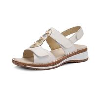 ara Damen Hawaii Sandale, Weiss,Platin,Silber, 39 EU
