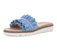 Pantolette ARA "KENT", Damen, Gr. 39, blau (azurblau), Veloursleder, unifarben, casual, Schuhe, Slides, Flats, Sandale mit geraffter Bandage (19620422-39) azurblau