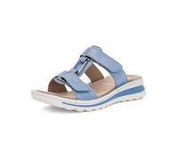 Pantolette ARA "TAMPA", Damen, Gr. 38, blau (azurblau), Veloursleder, metallic, sportlich, Schuhe, Keilabsatz, Sommerschuh, Schlappen mit Schmuckelement, G-Weite (52876606-38) azurblau