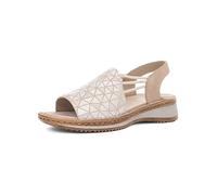 Riemchensandale ARA "HAWAII", Damen, Gr. 35, silber (sand, silberfarben), Veloursleder, metallic, feminin, Schuhe, Sommerschuh, Sandalette, Keilabsatz, mit Stretch-Bänder, G-Weite (92133504-35) sand,