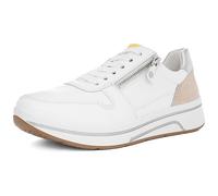 ara Damen Sapporo Sneaker, Weiss,Limoncello,Shell,Silber, 38 EU Weit
