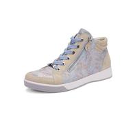 Sneaker ARA "ROM", Damen, Gr. 8,5 (42,5), hellbeige, hellblau, Leder, Veloursleder, Reptilienprägung, Schuhe Sneaker, Freizeitschuh, High-Top-Sneaker, Schnürschuh in Schuhweite G (=weit) (42948233-8,5