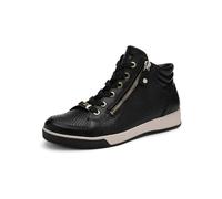 Sneaker ARA "ROM", Damen, Gr. 6 (39), schwarz, Glattleder, Leder, Reptilienprägung, Schuhe Sneaker, Freizeitschuh, High-Top-Sneaker, Schnürschuh in Schuhweite G (=weit) (62869406-6) schwarz