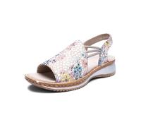 Ara Sandale Hawaii grau/bunt gefleckt Veloursleder Keilabsatz Stretch-Bänder Gr. 42