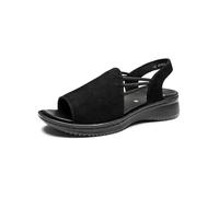 Riemchensandale ARA "HAWAII", Damen, Gr. 35, schwarz, Veloursleder, unifarben, feminin, Schuhe, Sommerschuh, Sandalette, Keilabsatz, mit Stretch-Bänder, G-Weite (65812938-35) schwarz