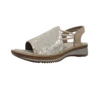 Riemchensandale ARA "HAWAII", Damen, Gr. 35, silber (sand, silberfarben), Veloursleder, metallic, feminin, Schuhe, Sommerschuh, Sandalette, Keilabsatz, mit Stretch-Bänder, G-Weite (92133504-35) sand,