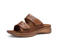Pantolette ARA "HAWAII", Damen, Gr. 35, cognac, Glattleder, Lyralochung, Schuhe Pantolette, Keilabsatz, Schlupfschuh, Sommerschuh, in G-Weite (= weit) (61098665-35) cognac