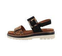 Plateausandaletten ARA "MALAGA", Damen, Gr. 37, bunt (schwarz, leo), Veloursleder, Schuhe Riemchensandale Sandale, Plateausandale, Klettschuh in Bequemweite G (= weit) (37296466-37) schwarz, leo