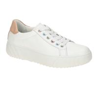 Plateausneaker ARA "MONACO", Damen, Gr. 6,5, weiß, aprikot, Glattleder, unifarben mit Farbeinsatz, Schuhe Plateausneaker, Freizeitschuh, Halbschuh, Schnürer mit Kontrastbesatz, H-Weite (62532715-6,5) 