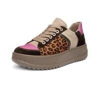 Plateausneaker ARA "MONACO", Damen, Gr. 5 (38), dunkelbraun kombiniert, Glattleder, Lederimitat, Textil, Veloursleder, kontrastfarbene Details, Schuhe Plateausneaker, Freizeitschuh, Halbschuh, Schnürs