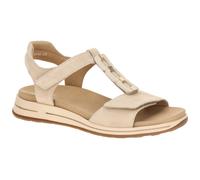 Keilsandalette ARA "OSAKA-S", Damen, Gr. 41, hellbeige, Veloursleder, unifarben, Basic, Schuhe, Keilabsatz, Riemchensandale mit High Soft-Funktion, H-Weite (70961355-41) hellbeige