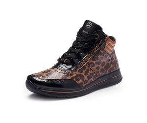 ara Osaka Sneaker mocca schwarz für Damen, animal, Größe 41 ½ EU / 7,5 UK