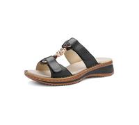Pantolette ARA "HAWAII", Damen, Gr. 36, schwarz, Glattleder, unifarben, Schuhe Pantolette, Schlupfschuh, Komfortschuh mit Klettverschlüsse, G-Weite (94728328-36) schwarz